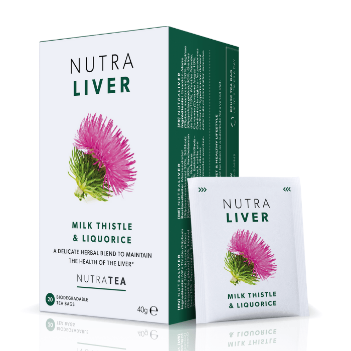 NutraTea NutraLiver Milk Thistle & Liquorice – A herbal tea blend designed to support liver health and detoxification, 20 biodegradable bags.