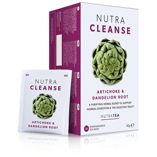 NutraTea NutraCleanse Artichoke & Dandelion Root – A purifying herbal tea blend to support digestion and cleanse the digestive tract, 20 biodegradable bags.