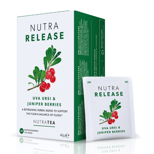 NutraTea NutraRelease Uva Ursi & Juniper Berries – A refreshing herbal tea blend to support fluid balance and urinary health, 20 biodegradable bags.