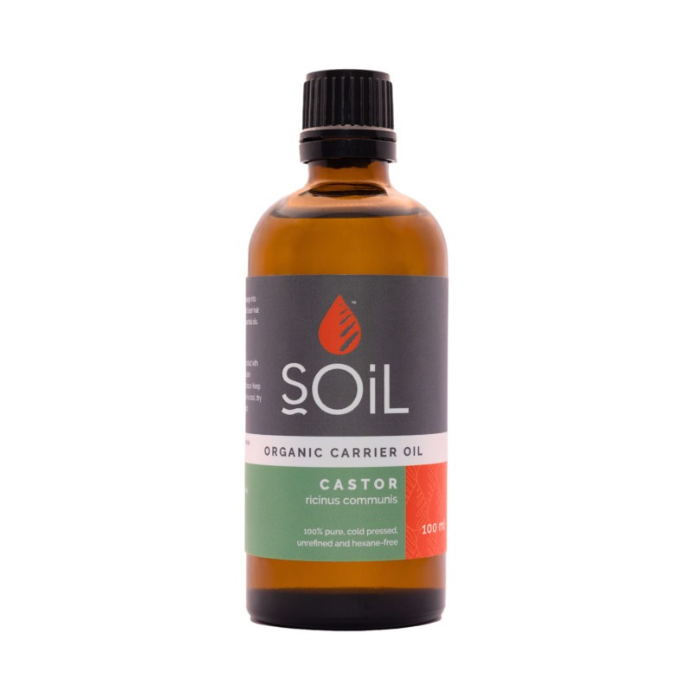 "SOiL Castor Organic Carrier Oil 100ml, 100% pure, cold-pressed Ricinus communis oil, unrefined and hexane-free, for skin and hair care."