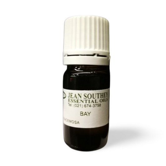 Jean Southey Essential Oils Bay bottle with a white cap, showcasing premium bay essential oil for aromatherapy and holistic wellness.