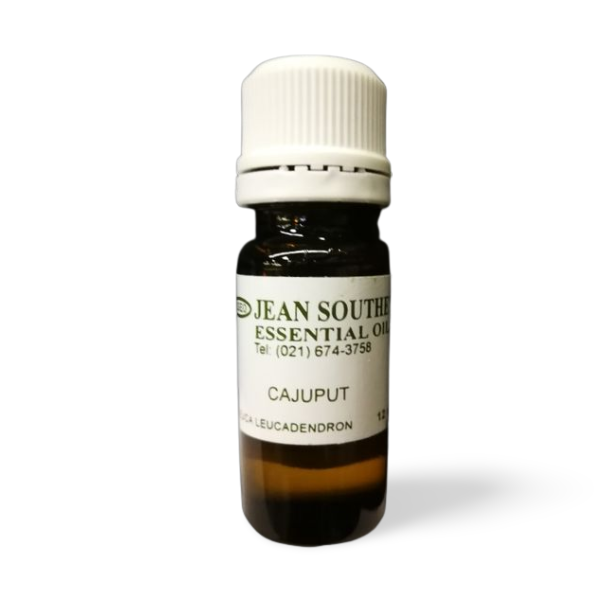 Jean Southey Essential Oils Cajuput bottle with a white cap, showcasing premium cajuput essential oil for natural wellness and aromatherapy.