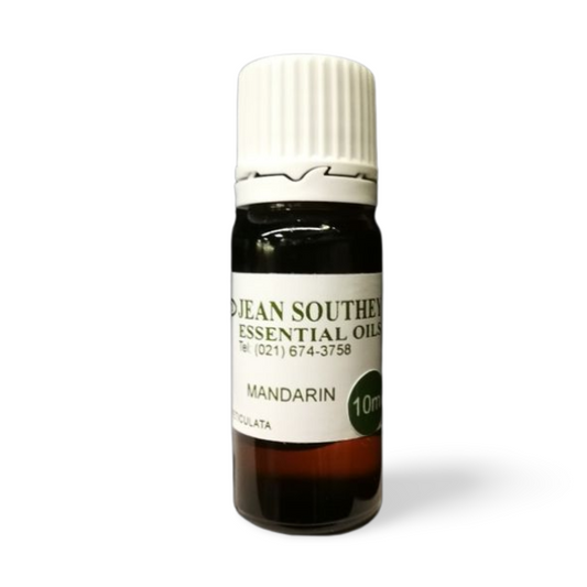 Jean Southey Essential Oils Mandarin 10ml bottle with white cap, offering mandarin oil for aromatherapy and wellness.